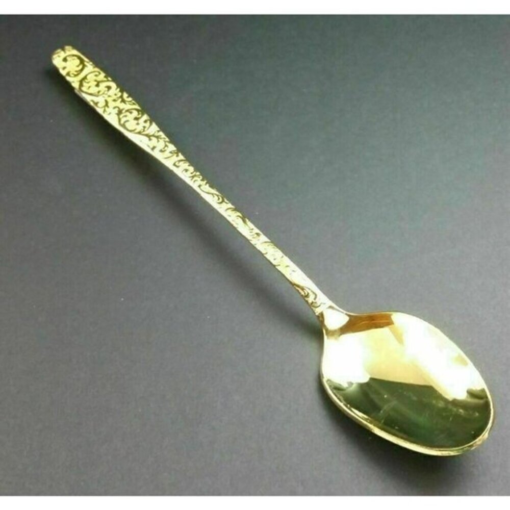 Americana Golden Heritage Scroll Gold Electroplate Ice Teaspoons Set of 2 Vintag